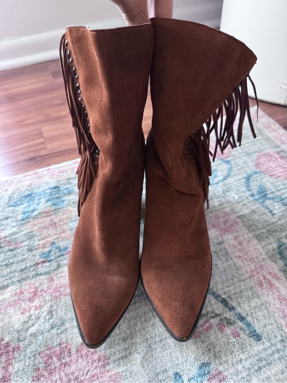 Dolce Vita Brown Suede Fringe Ankle Boots - Picture 4 of 7